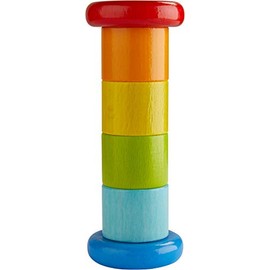 HABA 304817 Rainmaker Colourful, Baby Toy with Rattle Effect in Rainbow Colours, Wooden Toy from 6 Months