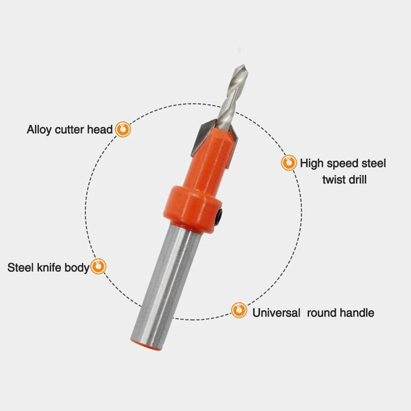 5pcs Countersink Drill Bit Woodworking Screws Chamfering Wood Hole Drills