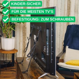 1 Set Black TV Tilt Lock Screw On TV Shelf Cabinet Easy Activate Disable Toddler Pets Includes Dowels and Screws Anti Tilt Television Furniture