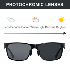 EKOZACK Carbon Fiber Photochromic Sunglasses for Men Polarized Ultralight Classic Large Big Square Sun Glasses Driving Fishing Golf Transitional