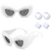 LaVenty White Cat Eyes Fuzzy Sunglasses Fur Top Crazy Sunglasses