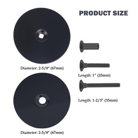 Qiuruoo 1 Pack Black Door Hole Cover Plate, 2-5/8” Diameter Round Door Knob Cover, Screws Included, Hole Filler Plate for Home Security