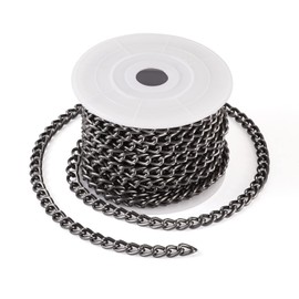 PandaHall 5m Aluminum Curb Chains Black Unwelded Oval Twist Link Chains with Spool for Necklace Jewellry Craft Making