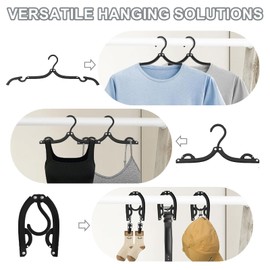 24 Pcs Travel Hangers Cruise Essentials 2025 Portable Folding Clothes Hangers Travel Accessories Foldable Clothes Drying Rack (Black) (24)