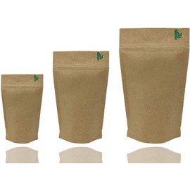 Jamo Solutions | 50pcs, 250ml | Fully Biodegradable Natural Bio Stand up Sealable Pouch Grip Heat Seal (110x185mm)