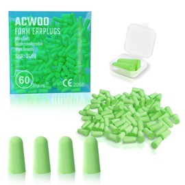 ACWOO Ear Plugs, 60 Pairs of Ear Protection, Foam Plugs, Noise Cancelling Ear Plugs for Sleeping, Reusable Ear Plugs for Sleeping, Loud Sounds, Snoring, Learning