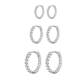 Epoch World 3 Pairs of Hoop Earrings 925 Silver Hypoallergenic Small 925 Sterling Silver Earrings Small Twisted Cartilage Sleeping Round Huggie Hoop Earrings Unisex Earrings for Women Girls Men