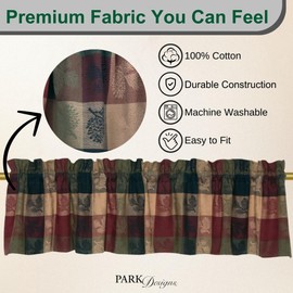 Park Designs Farmhouse Kitchen Valances for Windows - Plaid Pine Cone | Fall Decor Window Valance Curtain | Plaid Curtain Windows | 72"x14"