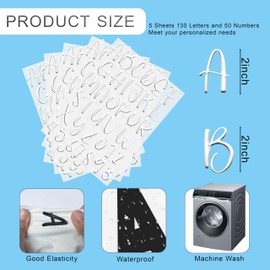 5 Pcs 2in Cursive Iron on Letters for Clothing Heat Transfer Stickers Fun Fonts, Iron on Decals for T-Shirts, Bags, Vests, Hats, Backpacks and Others Clothing Decors (Fine Font 2in White)