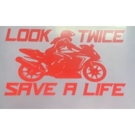 Life 5”x7” Red Vinyl Decal ,Look Twice Safe A Life More Color Available Upon Request.