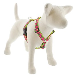 Lupine Adjustable Dog Harness with in 1" Wide Petunias 20-32" Girth