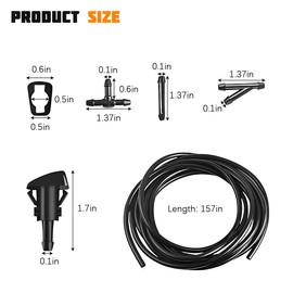 20PCS Car Windshield Washer Hose Kit, Includes 6 Tube Connectors 4M Fluid Tube 2 Fan Nozzles 10 Clips & 1 Blue Tool, Automotive Windscreen Nozzle Set, Universal for SUV Sedan Truck