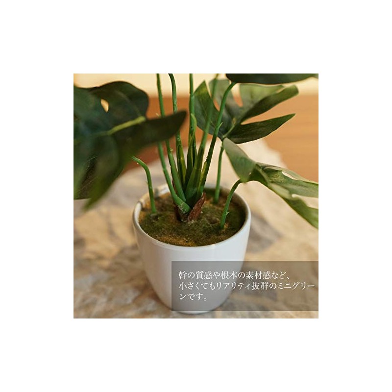 Kobe Flower Story MH-1003 Faux Green Mini Monstera Pot, Height