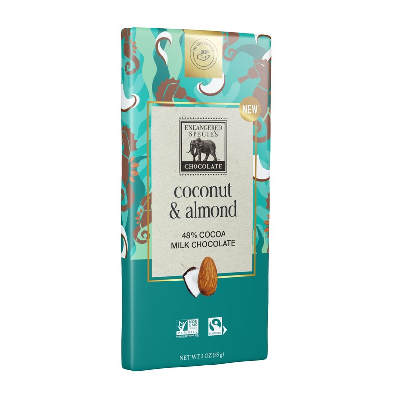 Endangered Species Chocolate Coconut, Almonds + 48% Milk Chocolate -