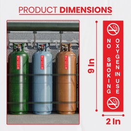 3 x No Smoking Oxygen in Use Sign | 9 x 2 Inch Self-adhesive Vinyl Oxygen Sign | UV-resistant, Waterproof Oxygen in Use Signs for Home
