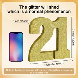 TONIFUL 21st Birthday Decoration for Men and Women,21st Anniversary Decoration,Glod Glitter 21st Birthday Centerpieces for Party Decoration,Number 21 Centerpiece Table Decoration
