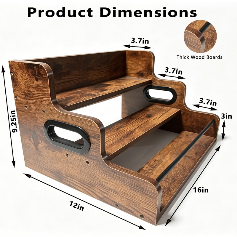 3-Tier Rustic Liquor & Wine Rack Countertop Shelf for Home