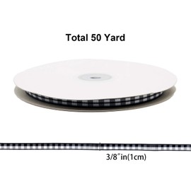 Alpurple 50 Yard Large Buffalo Check Ribbon -3/8 Inch Plaid Ribbon, Lumberjack Ribbon for Lumberjack Party Supplies and Christmas, Valentine's DIY Craft (Black-3/8")