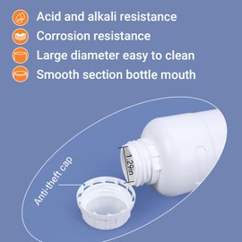 UMETASS 8oz/250ml Plastic Food Grade Storage Bottles, Wide Mouth HDPE Chemical Reagent Sample Bottle Liquid Containers with Sealed Caps (White, 4 Pcs)