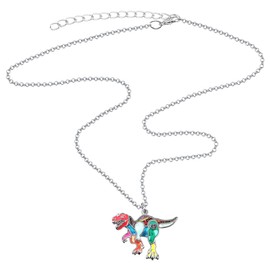 RAIDIN Enamel Alloy Cute Animals Dinosaur Necklace Fashion Ancient Dinosaur Charms Pendant Jewellery Gifts for Women Girls Accessories (Multi1)