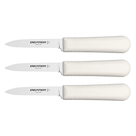Dexter-Russell 3-Pack S104SC Paring Knives | 3¼" Scalloped Stainless Steel Blades | Textured Slip-Resistant Polypropylene Handles | NSF Certified | Made in USA