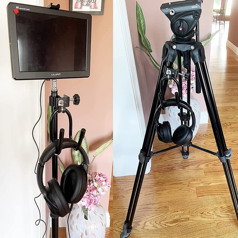 Clamp-On Headphone Headset Tambourine Holder Cowbell Hanger Clip Microphone Stand,