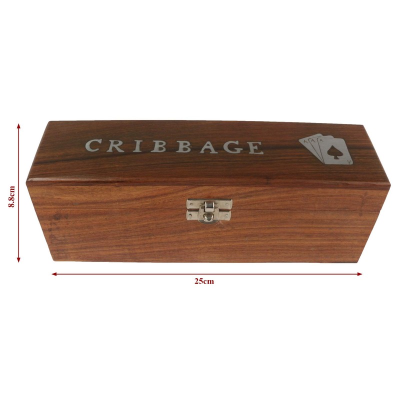 Middle-England 25cm Cribbage Set Playing Cards Board Pegs Box Traditional
