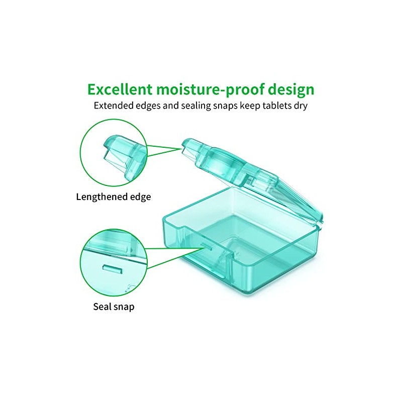 TecQach Small Pill Box 4 pcs,Cute Travel Pill Organizer Case