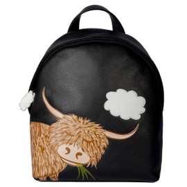 Mala Leather Bella Highland Cow Backpack 7208-33 (Black)
