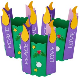 Needzo Create Your Own Standing Advent Wreath Craft Kit, DIY Religious Decor Christmas Countdown, 5 by 7 Inches