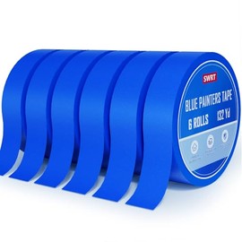 SWRT Painters Tape 1 Inch Wide, 6 Rolls x 22yd (132 Yards Total), Blue Painters Tape, Washi Multi-Surface Masking Tape with Clean Removal for Painting Walls, Trim & Delicate Surfaces