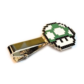 Mario Luigi Pixel GREEN MUSHROOM 1up Extra Life Suit Wedding Tie Bar Clip