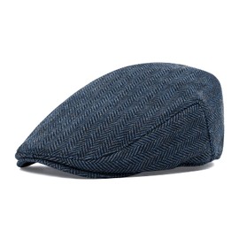 STARANCE Men Hat Wool Blend Newsboy Ivy Tweed Flat Cap (Herringbone Navy, 7 1/2)