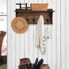 Rustic Wall Mounted Coat Rack Shelf - Brown Wooden Country