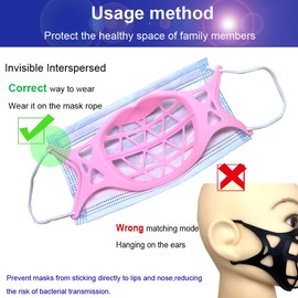 3D Silicone Mask Bracket Breathe Cup for Mask Brace Cool Mask Inserts for Breathing Room Silicone Mask Insert Mask Holder Mask Rope is Fixed to Prevent Falling Off (Red Orange)