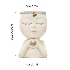 Acnyddlw 2 PCS Small Face Planter Pots, Double Flower Pots, Warterproof Unique Face Flower Pot Head Planter, Cute Small Succulent Lady Face Planter for Indoor Outdoor Plant Garden Decor