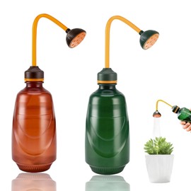 Klein Gießbrause Ballbrause, 2 Stück Gießkanne klein für Keimlinge, 450 ml Mini Gießkanne, Gießkanne, Softsprüher für Kleine Pflanzen Stecklinge Blumen Setzlinge (Braun+Grün)