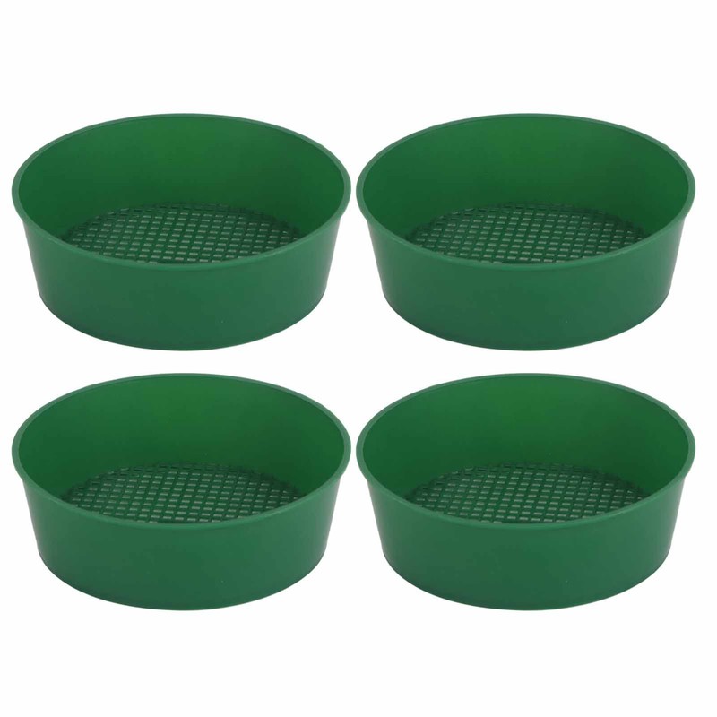 Walfront 4pcs Gardening Sieve Stackable Soil Sifting Pan Plastic Mesh