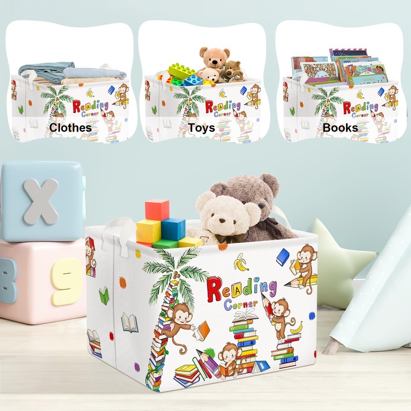 Clastyle Reading Corner School Classroom Book Basket with Handle 36L