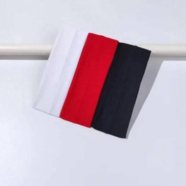 NARAMAKI Elastic Hair Band - Set of 3 Elastic Bands 100% Cotton for Men and Women (Black Red White)