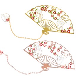 Zakrafo 2 Pcs Chinese Fan Deer Bookmark Metal Book Mark Fancy Bookmarks for Women,Men and Book Lovers Gifts (Deer)