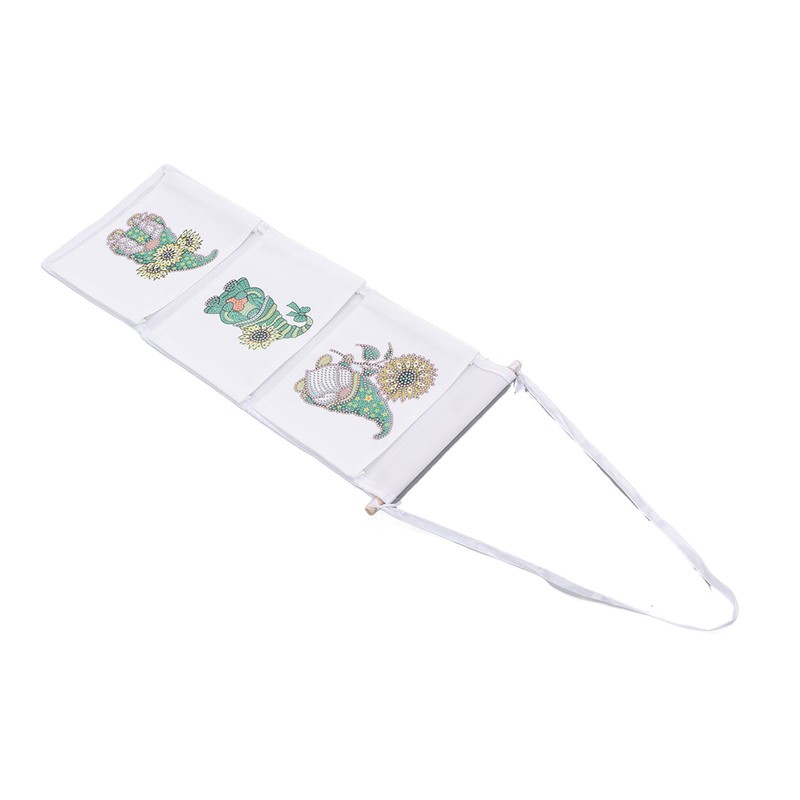 Hanging Storage Bag 3 Compartment Foldable Rhinestone Painting Pattern DIY