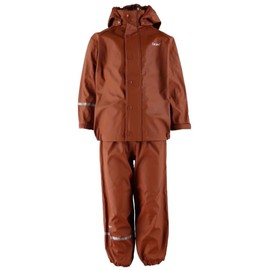 CELAVI Unisex Children's Basic Rainwear Set-Solid PU Rain Jacket, Tortoise Shell, 100, brown
