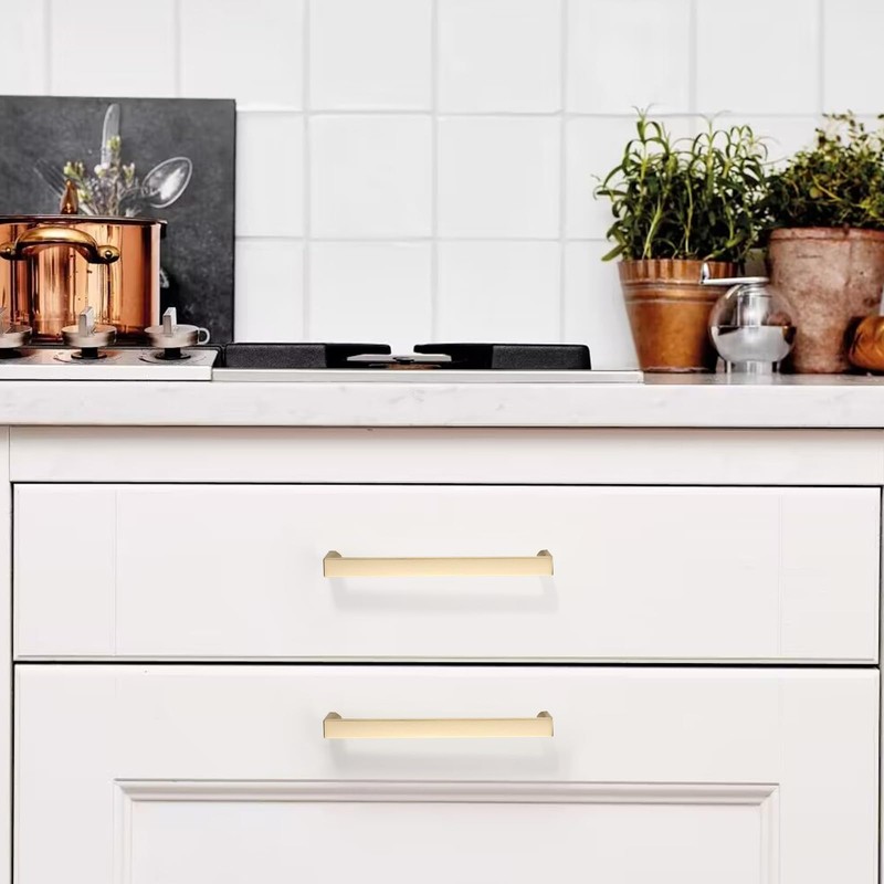 KNOKLOCK 10 Pack 5 Inch(128mm) Kitchen Cabinet Handles Brushed Gold