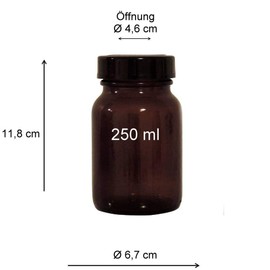 Mikken Brown Apothecary Jar Set of 2 x 250 ml with Screw Cap and Labels Made in Germany, Brown