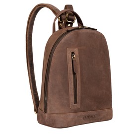 STILORD 'Reed' Leather Backpack Small Women's Daypack City Backpack Elegant for 10.1 Inch Tablet Vintage Backpack Business Backpack Bag Made of Genuine Leather, Veleta - brown., Rucksack