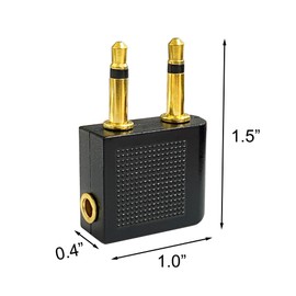 Qancekoo 3 PCS Airplane Flight Headphone Adapter, Dual 3.5mm Male to 3.5mm Female Airplane Headphones Jack Adapter Plug Gold Plated Airplane Audio Adapter