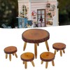 Dollhouse Wood Round Dining Table Chair Mini Miniature Dollhouse Furniture