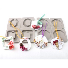 EUPNHY 2pcs Silicone Wax Sachet Molds Scented Wax Tablets Molds-Including 3pcs 40 inches Rawhide Rope and 60pcs Bails. (Combination 05)