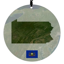 Pennsylvania Christmas Ornament - Festive Design Featuring Aerial State Map and State Flag - 2024 Acrylic Tree Decoration - Holiday Gift and Home Decor